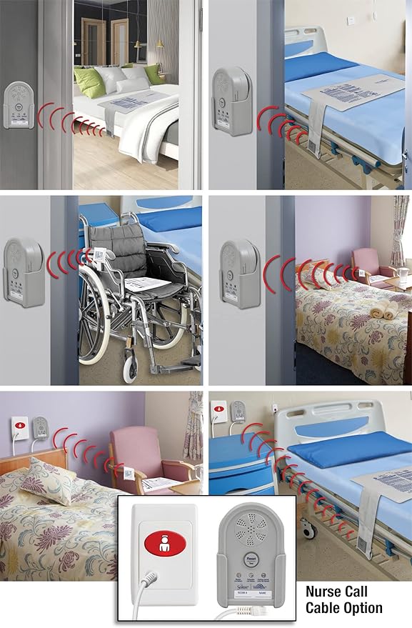 Secure Bed Alarm for Elderly Adults, Dementia Patients, Seniors - 12" x 30" Wireless Bed Sensor Pad, Alarm Monitor Pager, Power Adapter - Fall & Wandering Prevention Caregiver Alert System