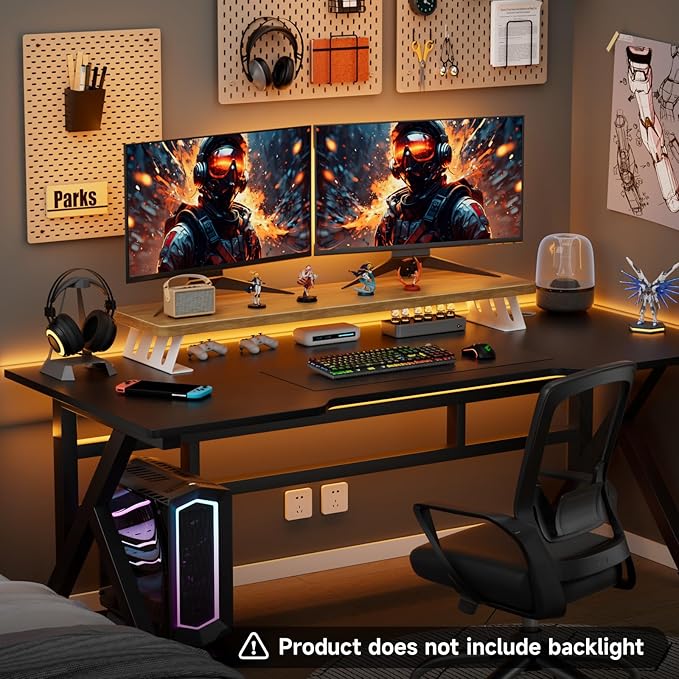 NestNeat Dual Monitor Stand Riser, 39 Inch Large Wood Monitor Stands for 2 Monitors, Desk Monitor Riser for Computer/Laptop/Printer/TV, Stand Riser up to 220 lbs
