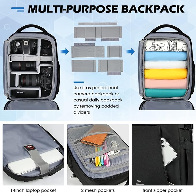 RAINSMORE Camera Backpack for DSLR SLR Mirrorless Cameras - Image 3