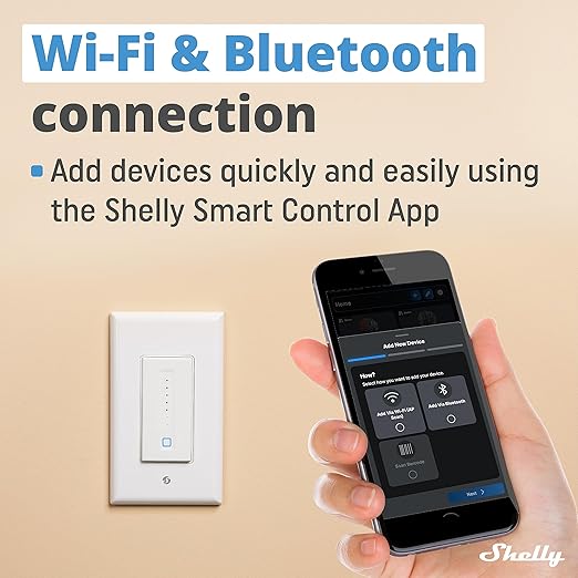 Shelly Plus Wall Dimmer UL | WiFi Smart Wall Dimmer Switch | Home Automation | Bluetooth Gateway | Compatible with Alexa, Home Assistant & Google | No Hub | Timer Schedule | Dimmable Lights