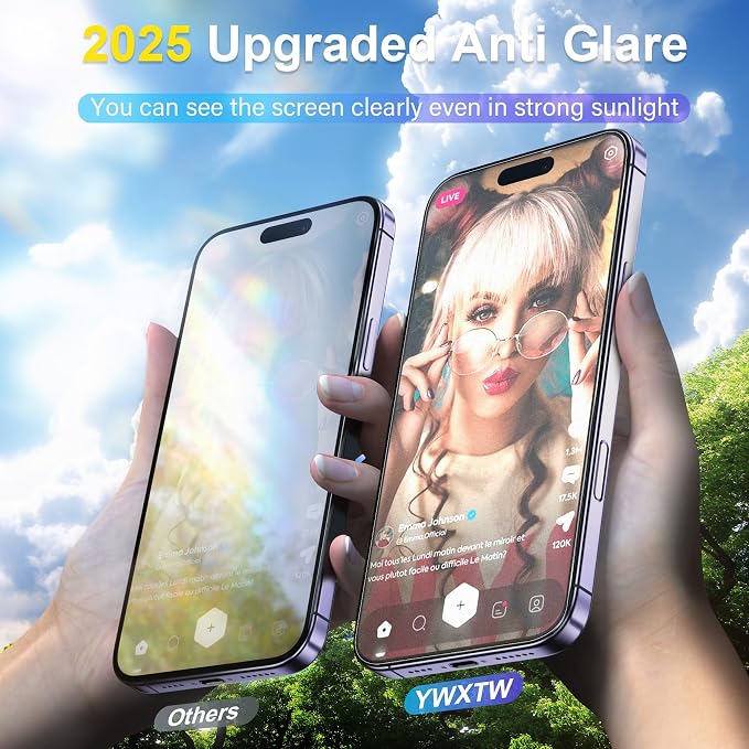 YWXTW 2 Pack for iPhone 17 Matte Screen Protector 6.3 Inch + 1 Set Camera Lens - Image 2