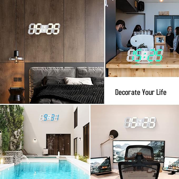 EDUP HOME 3D LED Neon Digital Desk Wall Alarm Clock RGB Night Light 7 Colors 9.7" with Remote Control for Bedroom/Living Room/Kitchen/Office, Adjustable Brightness,12/24 Hr, Time/Date/Temperature