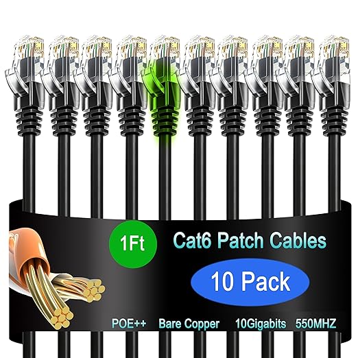 Cat6 Ethernet Patch Cable 1 ft, Cat6 Patch Cable by Lysymixs