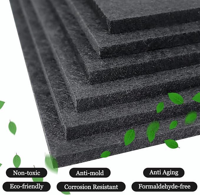 BXI Sound Absorber, 12 X 12 X 3/8 Inches 16Pcs High Density Acoustic Absorption Panel, Sound Absorbing Panels Reduce Echo Reverb, Tackable Acoustic Panels for Wall and Ceiling Acoustic Treatment