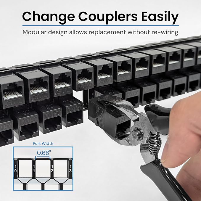 ICC CAT5e Feed-Through Patch Panel, 48 Port, 1U Rackmount, RJ45 Ethernet Patch - Image 4