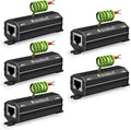 Awishwell Ethernet Surge Protector Gigabit, 10 Pack PoE++ RJ45 Surge Protector 1000Mbps, 20KA Metal Shielded Lightning Arrestor LAN Network CAT5/CAT6 Thunder Arrestor-Mounting Flange