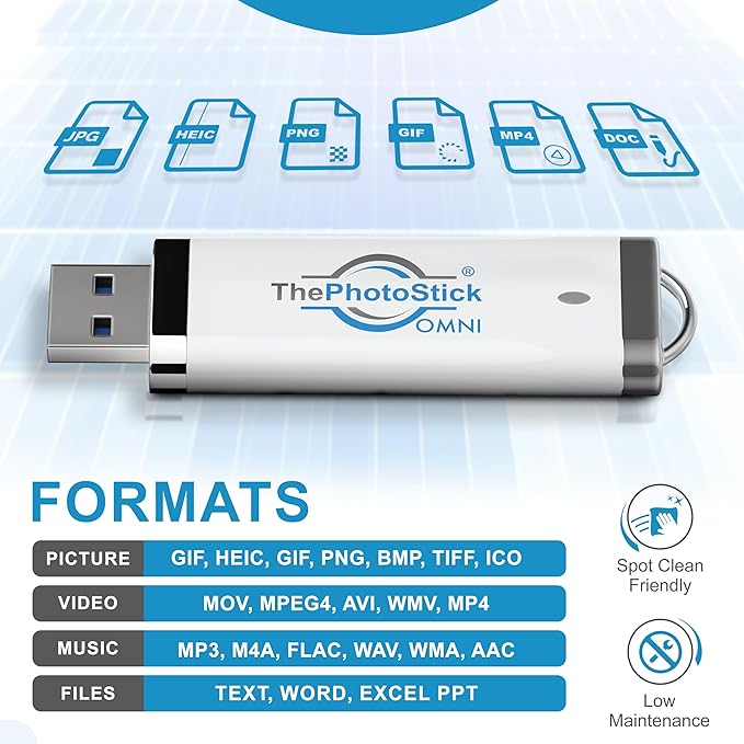 ThePhotoStick® Omni 32GB Memory Stick & USB Flash Drive – Photo & Video Backup for iPhone, Android, Mac & PC – Multiport Connection to Easily Store & Transfer Files