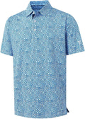 M MAELREG Mens Golf Shirt Short Sleeve Dry Fit Print Moisture Wicking Performance Patterns Collared Polo Shirt