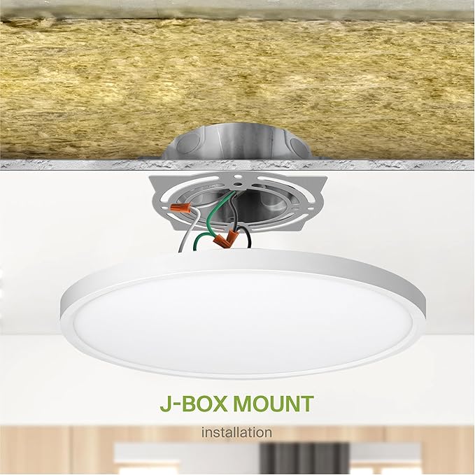 ASD LED 12" Round Flush Mount Ceiling Light Fixture, Low Profile Surface Lighting | 5CCT, Dimmable, Ultra-Thin, ETL Listed | 24W 1900LM 2700-6000K 120V | Kitchen, Hallway Lamp | White, 12 Pack