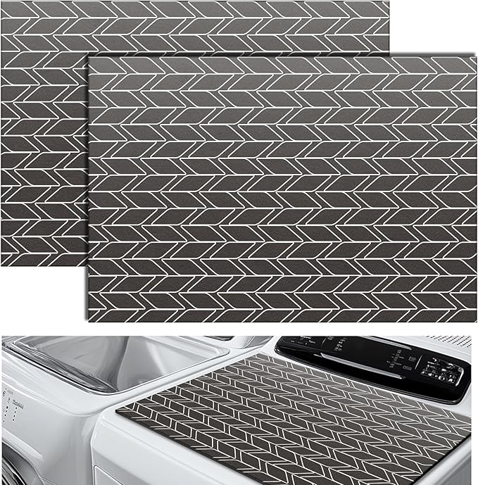 Teenyyou 2 Pcs 26" x 18" Dryer Top Protector Mat, Washer and Dryer Topper, Non Slip Waterproof Machine Cover Dust Proof Quick Drying Topper Pad for Laundry and Kitchen (Classical)