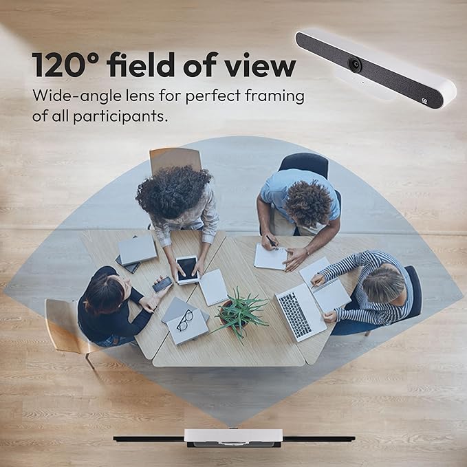 GoPresence 4K Ultra HD Meeting Bar – All-in-One Video Conferencing System with 120° Wide-Angle Lens, 6 Mics with 20ft Pickup Range, Dual Speakers, Plug-and-Play USB for Zoom/Teams/Meet – Medium Rooms