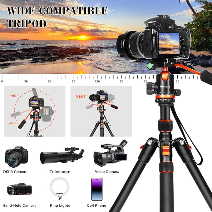 Nietoto Camera Tripods & Projector Stand, 2 in1 Tripod for Camera with Removable Metal Tray, Heavy Duty Tripod for DSLR. Projector. Sheet Music and Tablet, Extra Metal Spikes and Carry Bag