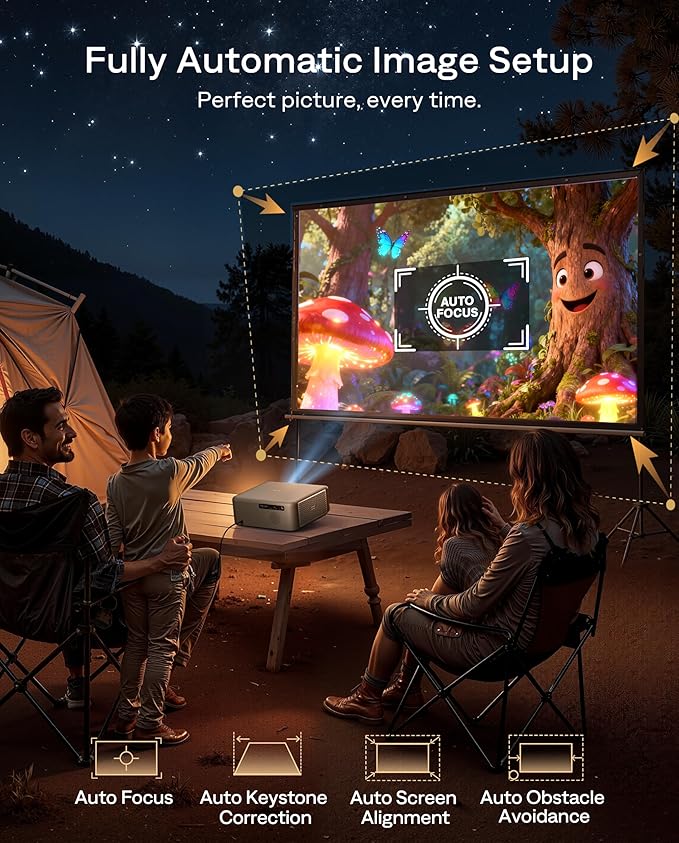 Aurzen EAZZE D1 MAX Upgraded Google TV Smart Projector 4K Supported, Ultra-Bright 1000 ANSI Lumens, MEMC Tech, Fully Automatics, 20W DoIby Audio, Home Theater Movie Projector with WiFi and Bluetooth