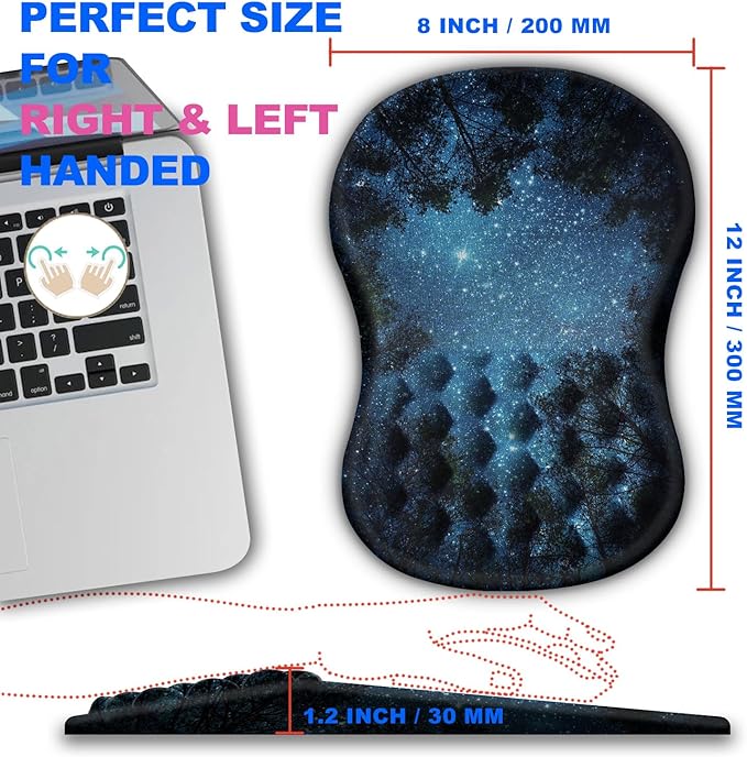 KUOSGM Mouse Pad Wrist Support, Ergonomic Mouse Pad with Massage Dot, Comfortable Computer Mouse Pad for Laptop, Wrist Rest Pain Relief Mousepad with Non-Slip PU Base for Office & Home, 12 x 8 in