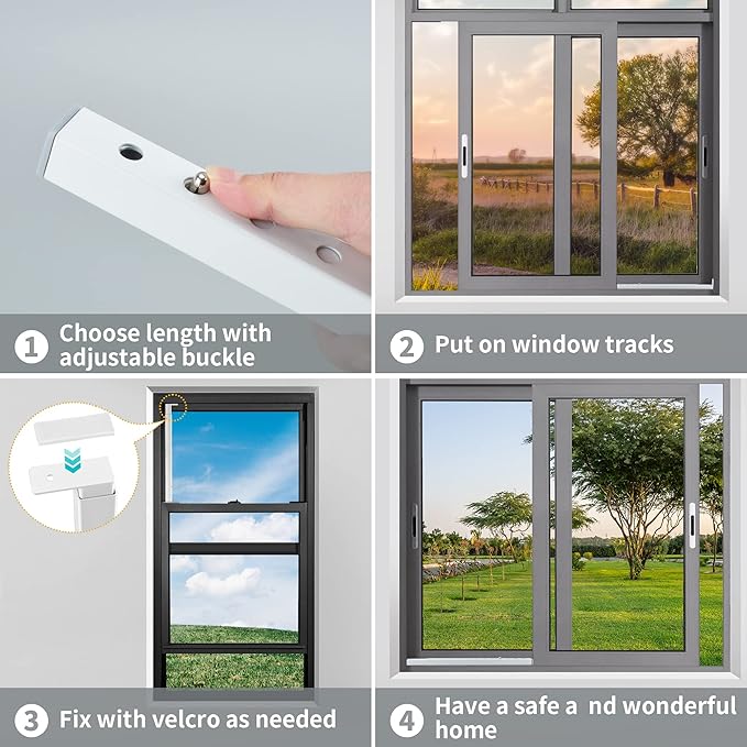 ZhouDaShu Adjustable Window Security Bars, Window Locks Bars for Inside Windows Prevent Burglary, Window Safety Bars for Children Security, Window Stoppers for Extends from 16.3-29.3 in(Steel 1 pcs)