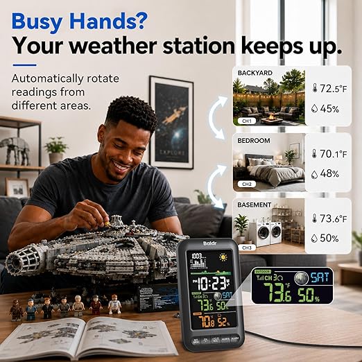 BALDR Wireless Indoor Outdoor Thermometer Weather Station - Image 5