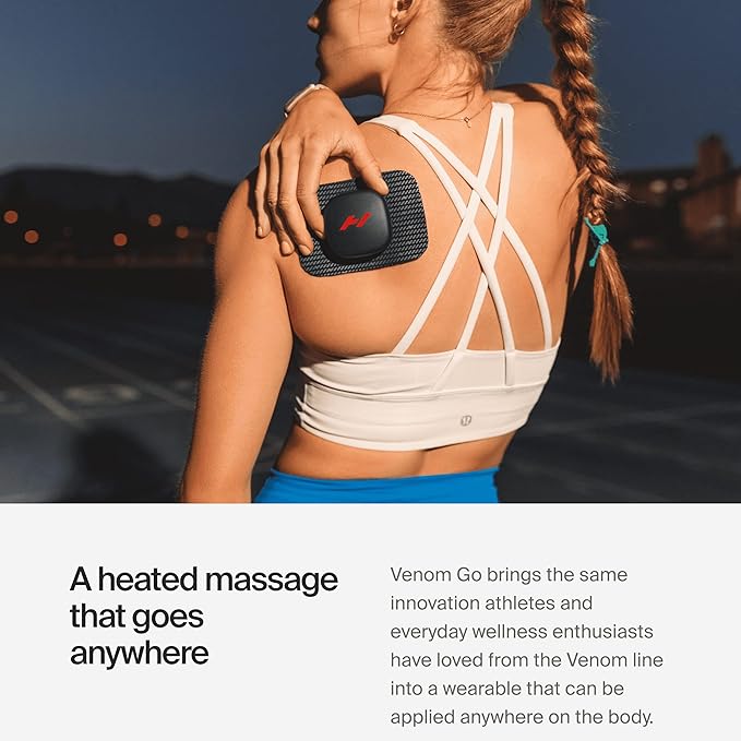 Hyperice Venom Go - Advanced Heat and Vibration Wearable - Venom Go Pack Includes Venom Go Pod - Case and Refill Pads