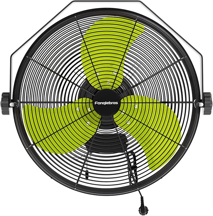 Fanqiebros 4580 CFM 18 inch High Velocity Wall Mounted Fan, 3-Speed Metal Fan with Sealed Motor, 360 Degree Tliting Heavy Duty Wall Fan for Patio, Barn, Garage, and Gazebo - UL listed