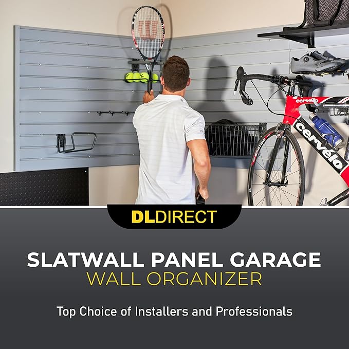 DLDIRECT 36" X 48" - White Slatwall Panel Garage Organizer: Heavy Duty Wall Mounted PVC Rack, Interlocking Slat Paneling for Garage Storage, Slotwall Board, Shelves System