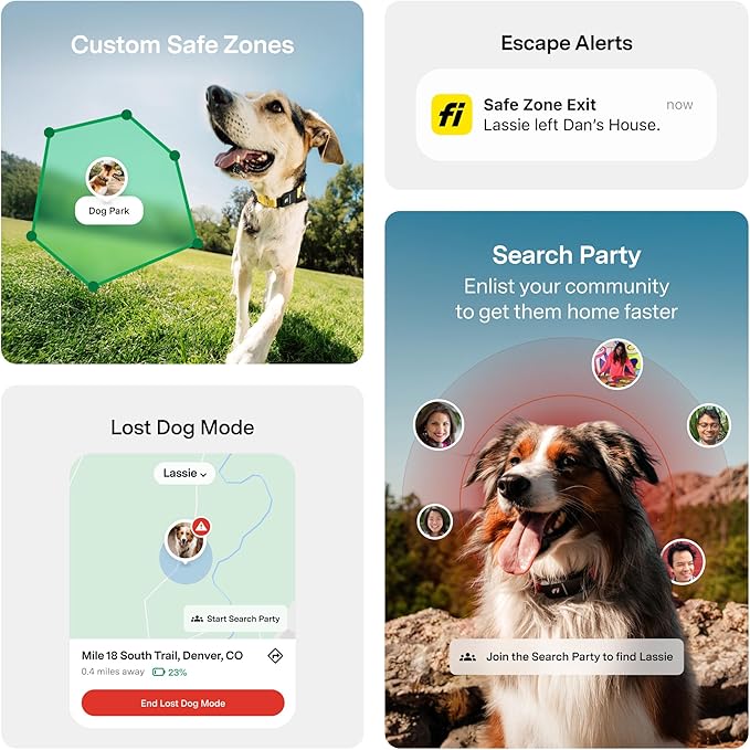 New Fi Series 3+ Smart Dog Tracker Collar [12 Month Membership Included] GPS Tracker for Dogs with Health & Behavior Monitoring, Escape Alerts, Waterproof, LED, Apple Watch Compatible (Pink, Small)