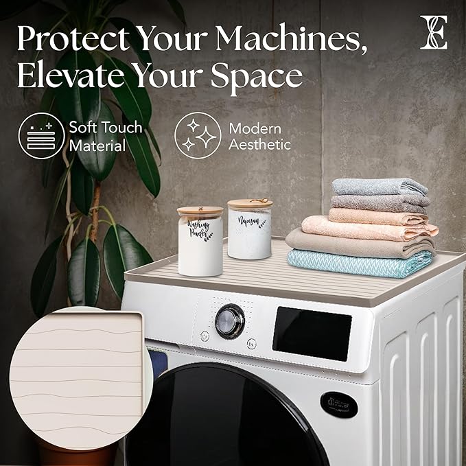 2 PC Washer and Dryer Top Cover Protectors 25" x 25", Laundry Machine Dust Guards (Beige (Sand))