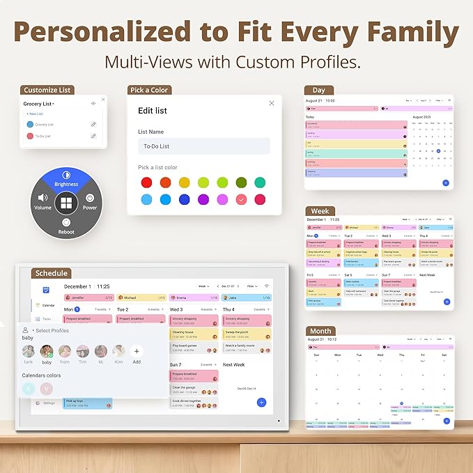 Digital Calendar 15.6-inch Smart Chore Chart, Home Electronic Wall/Tabletop Calendar with Interactive Display/Touch Screen for Family Schedule Planning, Seamless Data Syncs and APP Access