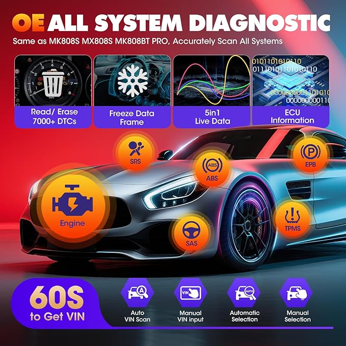 Autel Scanner MaxiDIAG MD906 PRO All System Diagnostic Tool, 2026 MD906PRO Same as MD909 PRO Bluetooth Ver. of MaxiCOM MK808S MX808S, 11 Service, Upgrade of MD808Pro MD806, CAN FD, No Subscription Fee