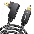 IVANKY Right Angle Optical Audio Cable, 10ft/3M 24K Gold-Plated 90 Degree Toslink Digital Fiber Optic Cable, 90° Angled & Lossless Audio S/PDIF Optical Cable for Soundbar, TV, PS5, Xbox, Home Theater
