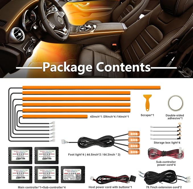 Acrylic Interior Car Lights, Car Accessories 14 in 1 Car LED Strip Lights - Image 5