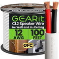 GearIT 16/2 Speaker Wire (100 Feet) 16AWG Gauge - in Wall Audio Speaker Wire Cable / CL2 Rated / 2 Conductors - OFC Oxygen-Free Copper, White 100ft