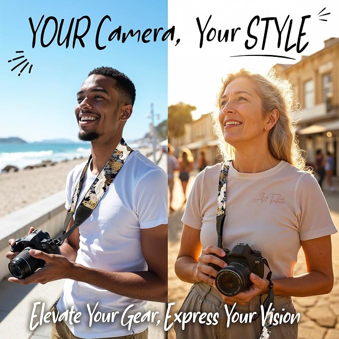 Art Tribute Camera Strap, Vintage Embroidered Neck Shoulder & Crossbody Camera - Image 2