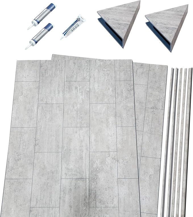 Palisade 78in x 36in x 36in Waterproof Vinyl Corner Shower Surround Kit with Accessories in Urban Coast