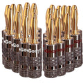 Goaycer Speaker Connector Banana Plugs - 24K Gold Plated Brass 4mm Plug (12 Pairs/24 pcs)