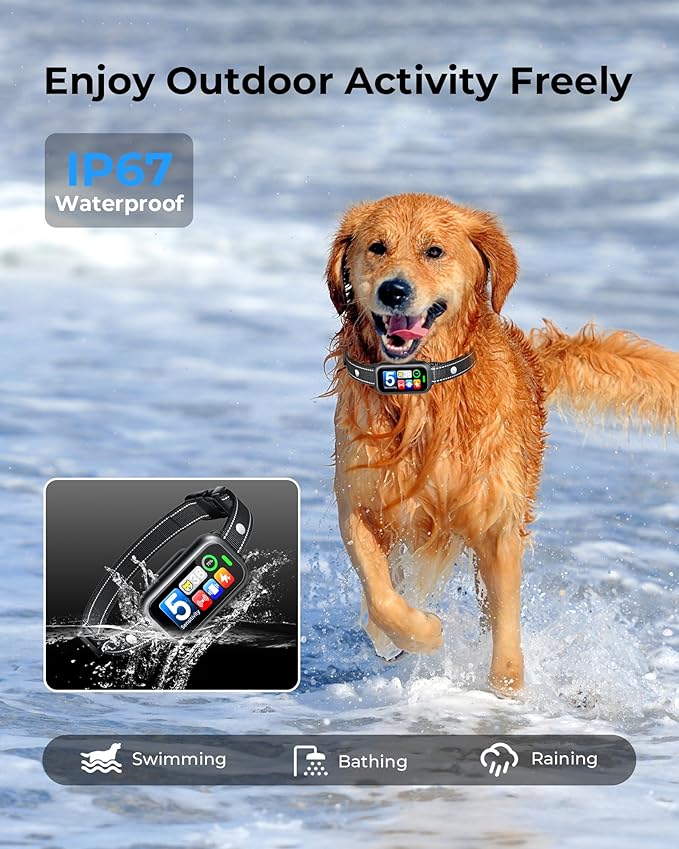 Upgraded Dog Bark Collar, Smart AI Barking Collar with 4 Modes & 5 Adjustable Sensitivity & Bark Counter, Waterproof Activated Shock Collar for Small Medium Large Dogs 8-150lbs with AirTag Case