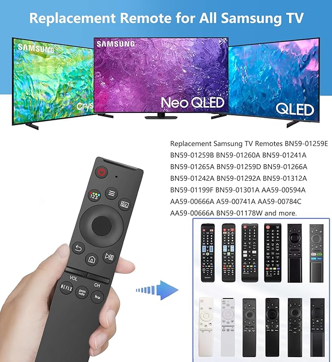 (Pack of 2) Replacement Remote Control for Samsung TV, Compatible for All Samsung TV LED QLED UHD SUHD HDR LCD Frame Curved Solar HDTV 4K 8K 3D Smart TVs