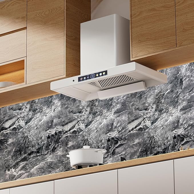 Wall Panels Peel and Stick，PVC Imitation Artificial Marble Tiles Sticker，10 pcs 23.6" L x 11.8" W，Heat-Resistant Backsplash Tile，Ideal for Kitchen Bathrooms Living Rooms Bedrooms.