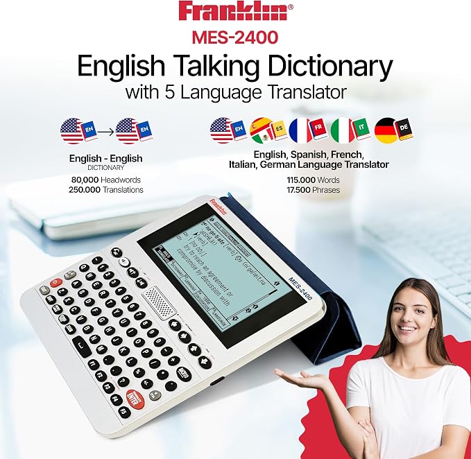 Franklin MES-2400 Digital Talking Dictionary, Talking Phrase Book & More - Image 2