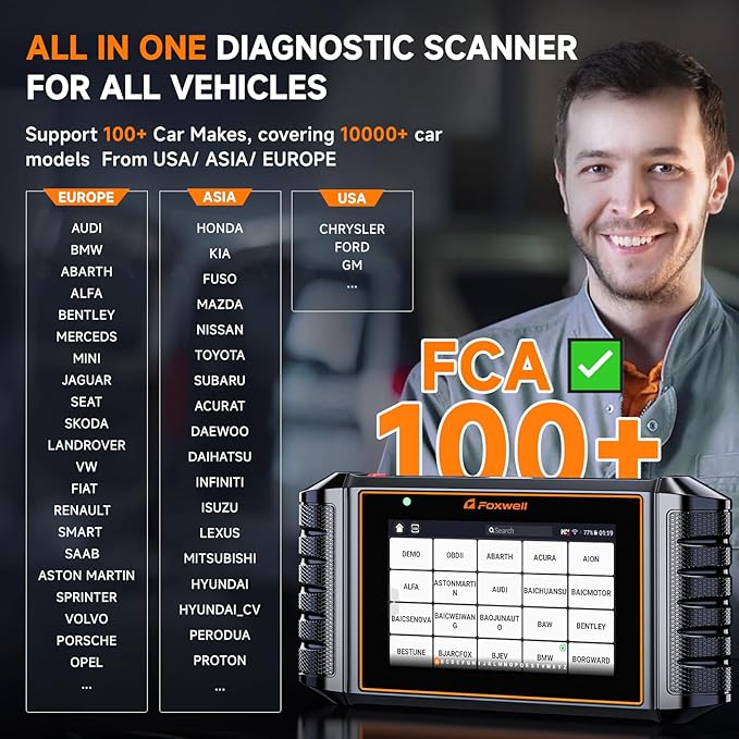 2026 FOXWELL NT726 OBD2 Scanner Diagnostic Tool, All System Bidirectional Scanner, Code Reader for Cars and Trucks with 12 Resets, ABS Bleeding/Oil/EPB/SAS/D-PF/TPMS/Injector Coding/Throttle/BMS..,FCA