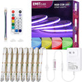 EMITEVER RGB LED Strip Light 16.4ft, Dimmable COB 24V Flexible LED Color Changing Tape Light Kit with Remote, High Density 3150LEDs for TV Backlight, Bedroom, Bar, Party Christmas Decoration