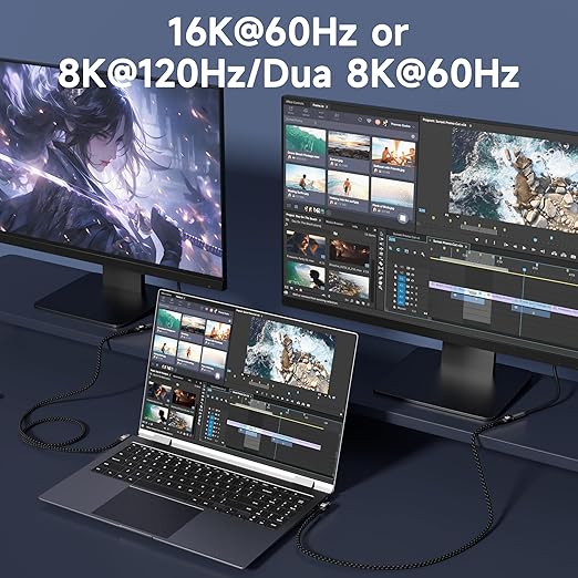 USBC right angle Cable 6.6FT Compatible With Thunderbolt 5/4,90 degree Type C 240W Fast Charging,USB C 16K@60Hz/8K@120Hz HD Video Output for Display,USB 5/4 Cable 80Gbps Data Transfer for SSD/Dock.