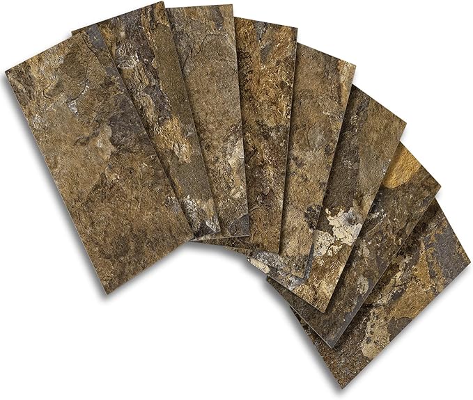 Vamos Tile 100 Pieces Peel and Stick Backsplash Tiles, 3" x 6" PVC Subway Tile, Rust Slate Stick on Backsplash Tiles for Kitchen/Bathroom/Fireplace/Laundry/Camper