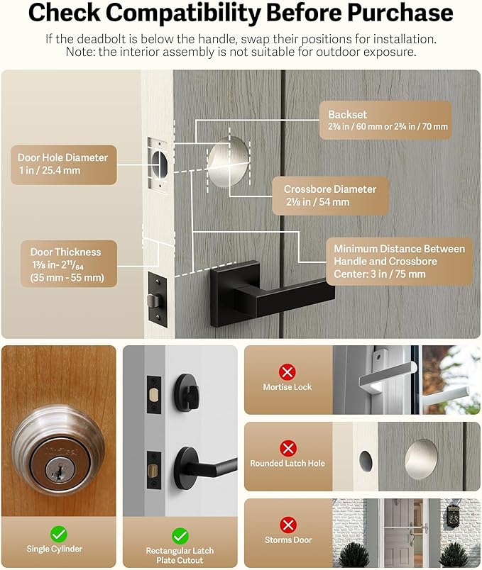 Lockin Veno Plus Smart Lock with Dual Swappable Batteries, 6-Month Power, 2K 180° Camera & Video Doorbell, Palm Vein/Fingerprint Entry, Built-in WiFi, App Control, No Subscription