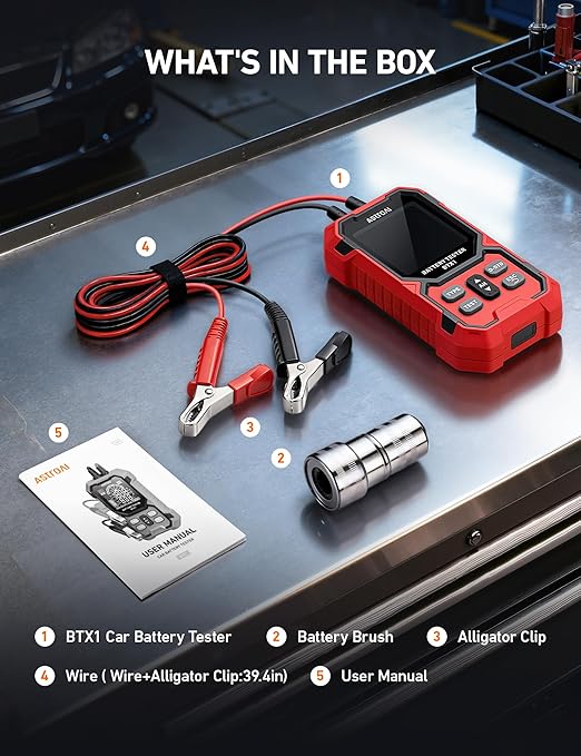AstroAI Car Battery Tester, 12V/24V Digital Automotive Meter Diagnostic Tool,100-2000 CCA Load Capacity, for Preventive Maintenance Truck, RV, Marine Vehicle, and More