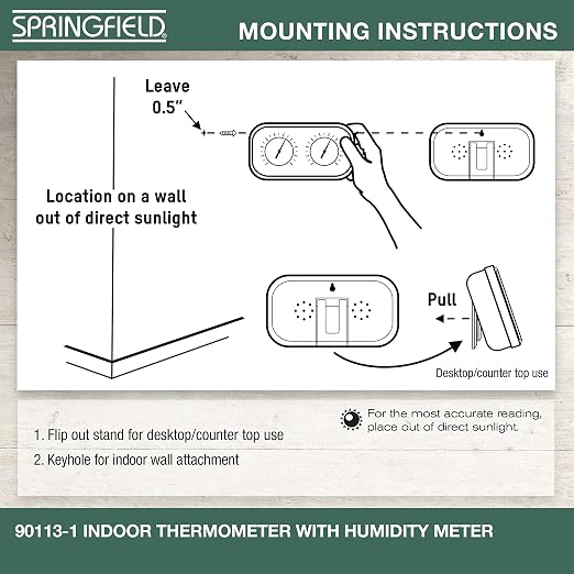 Springfield Color Track Humidity Meter and Indoor Thermometer, Analog Weather - Image 5
