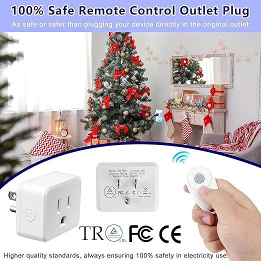 Greencycle Remote Control Outlet,2 Wireless Light Switches and 2 Outlet Plugs,Remote Outlets Switch,No Wiring Needed,500ft Range Coverage,15A/1500W for Lamps,Fans,TV,FCC Certified, White