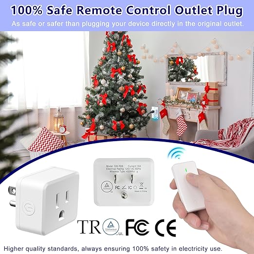 Remote Switch Outlet 2Sets, GreenCyle Outlet Plug with Remote, Wireless On/Off Light Switch Wall Mounted, 15A/1500W, TUV Listed, No Wiring Needed, 500ft RF Range, for Lamps, Fans, Household