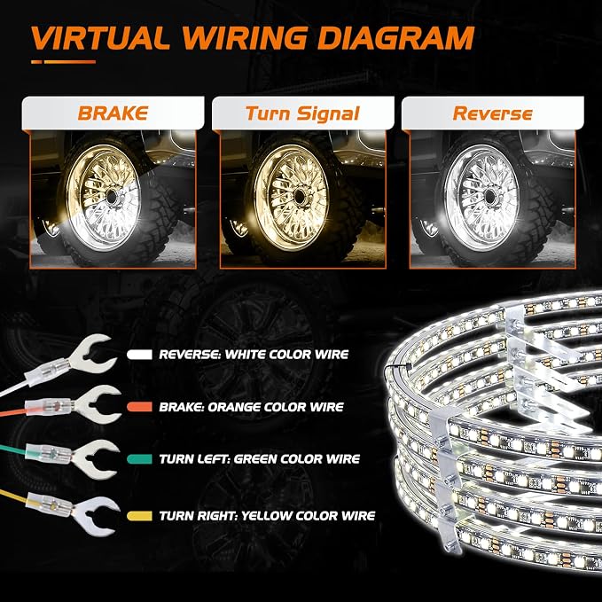 Nilight 4PCS 17inch Double Row LED Wheel Ring Lights Pure White - Image 2