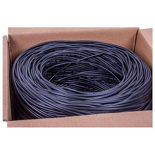 FiveStarCable 18/4 Gauge Low Voltage 4 Conductors Stranded Cable Wire - 1000 ft, 18 AWG, PVC Jacket - for Security Systems, Alarm, Audio, Control, Intercom, and Speaker Applications (Black, 18-4)