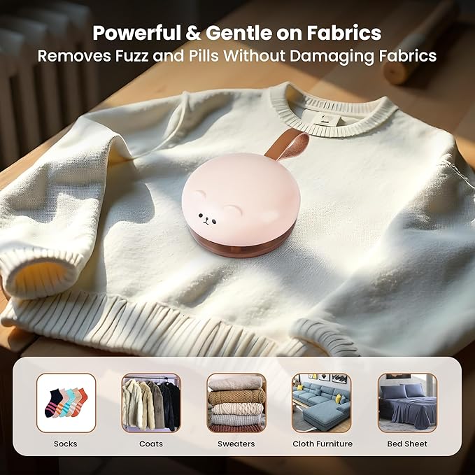 Tossca Rechargeable Fabric Shaver for Clothing | Electric Lint Remover for Clothes | Portable Sweater Shaver | Pilling Remover for Clothes with 500MAH Battery, 6 Rotary Blades & Large lint Collector