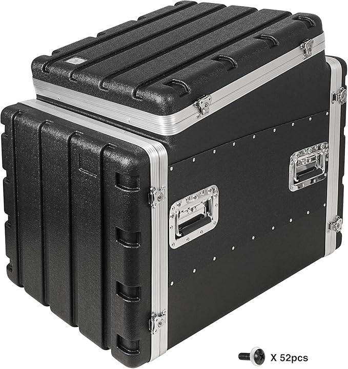 Sound Town Lightweight and Compact 10U ATA ABS Rack Case, with Slant Mixer Top, 24.5" Depth, 12U Top and 10U Side Spaces (STMR-A12X10U)